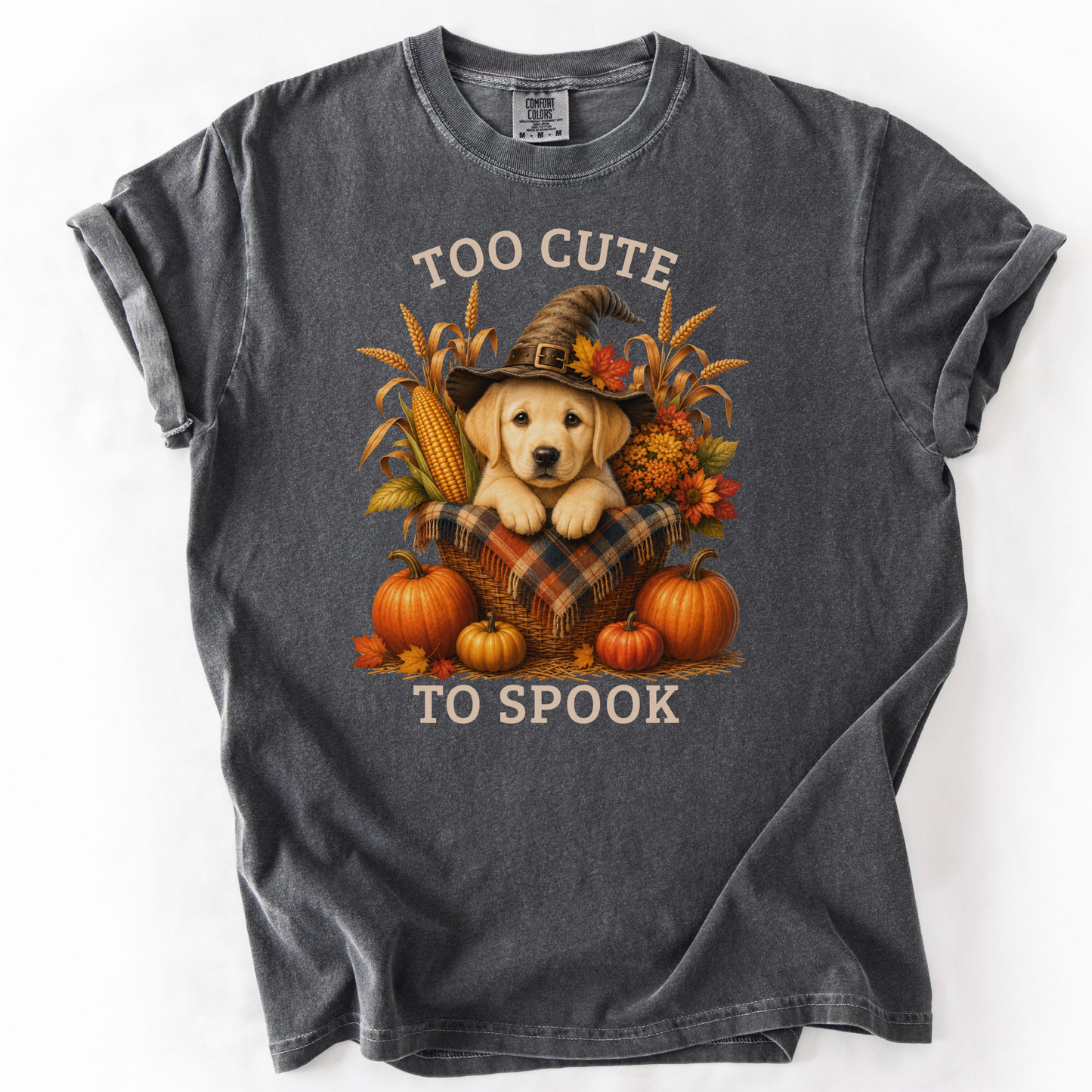 Yellow Lab Halloween Shirt, Too Cute To Spook Fall Dog Lover Tee