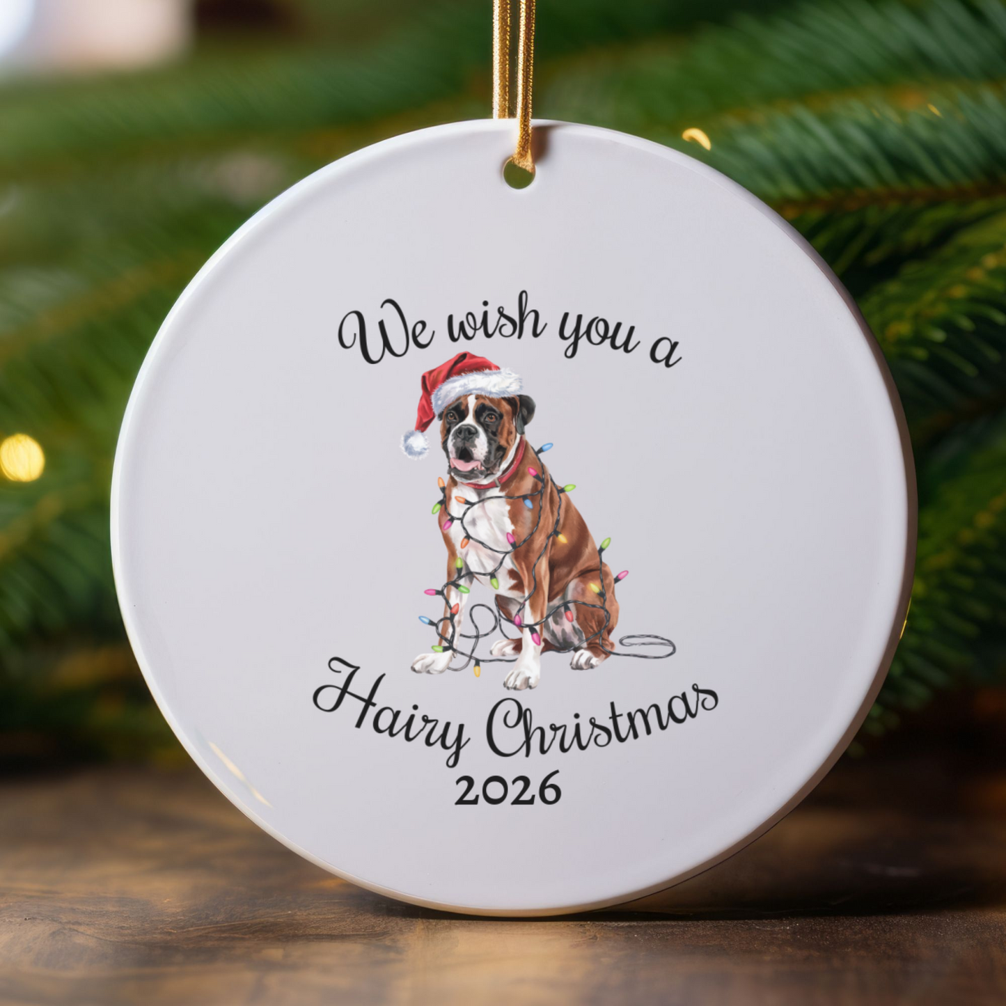 Christmas Boxer Ornament, Boxer Mom, Christmas Lights Dog Keepsake, Christmas Dog, Gift For Dog Lover, Boxer