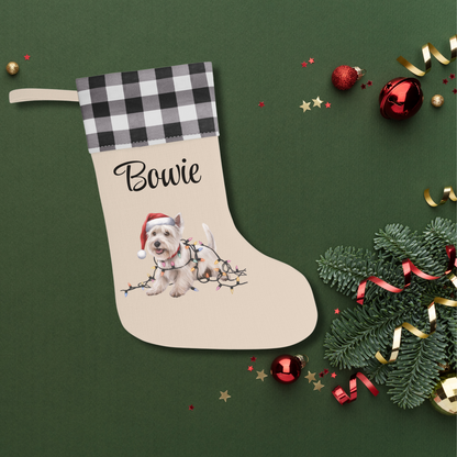 Personalized West Highland Terrier Christmas Stocking, Holiday Decor Gift for Westie Lovers