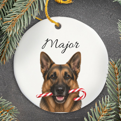 Personalized German Shepherd Ornament, Custom Dog Name Christmas Ornament, GSD Gift, Dog Lover Gift