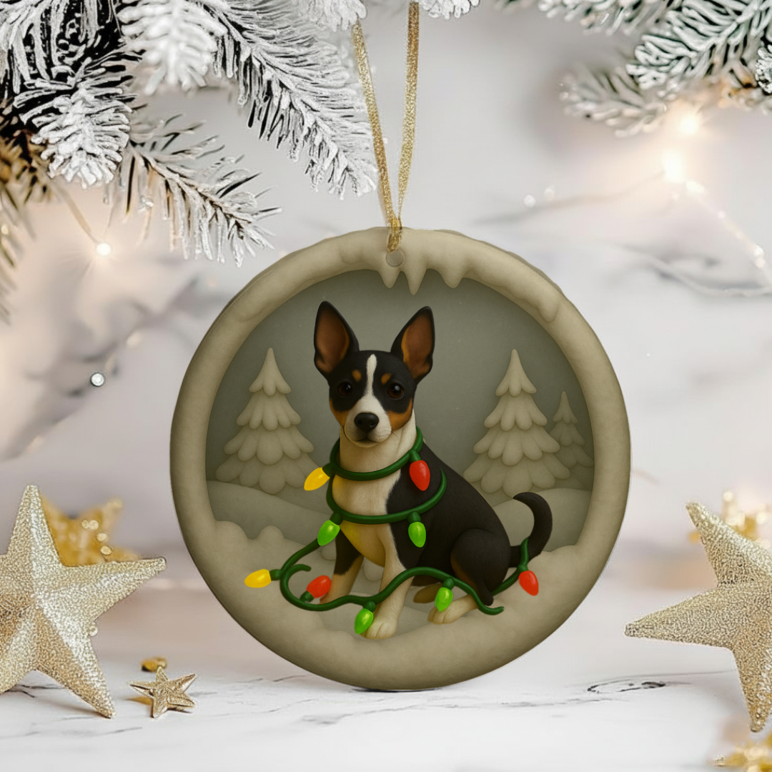 Personalized Rat Terrier Christmas  3D Clay-Style Dog Keepsake