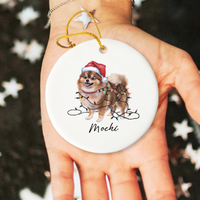 Load image into Gallery viewer, Personalized Pomeranian Ornament, Custom Ceramic Pet Keepsake
