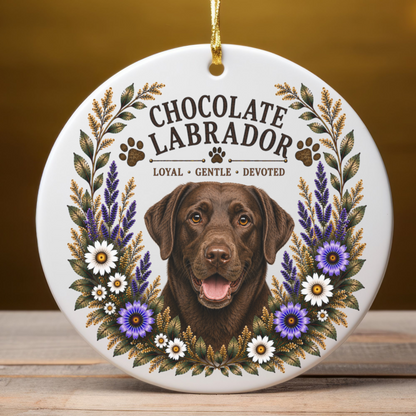 Chocolate Lab Loyal • Gentle • Devoted Ornament
