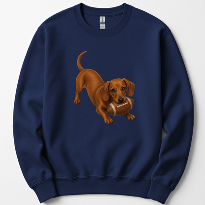 Red Dachshund Football Sweatshirt Dog Lover Game Day Crewneck Doxie Mom Gift