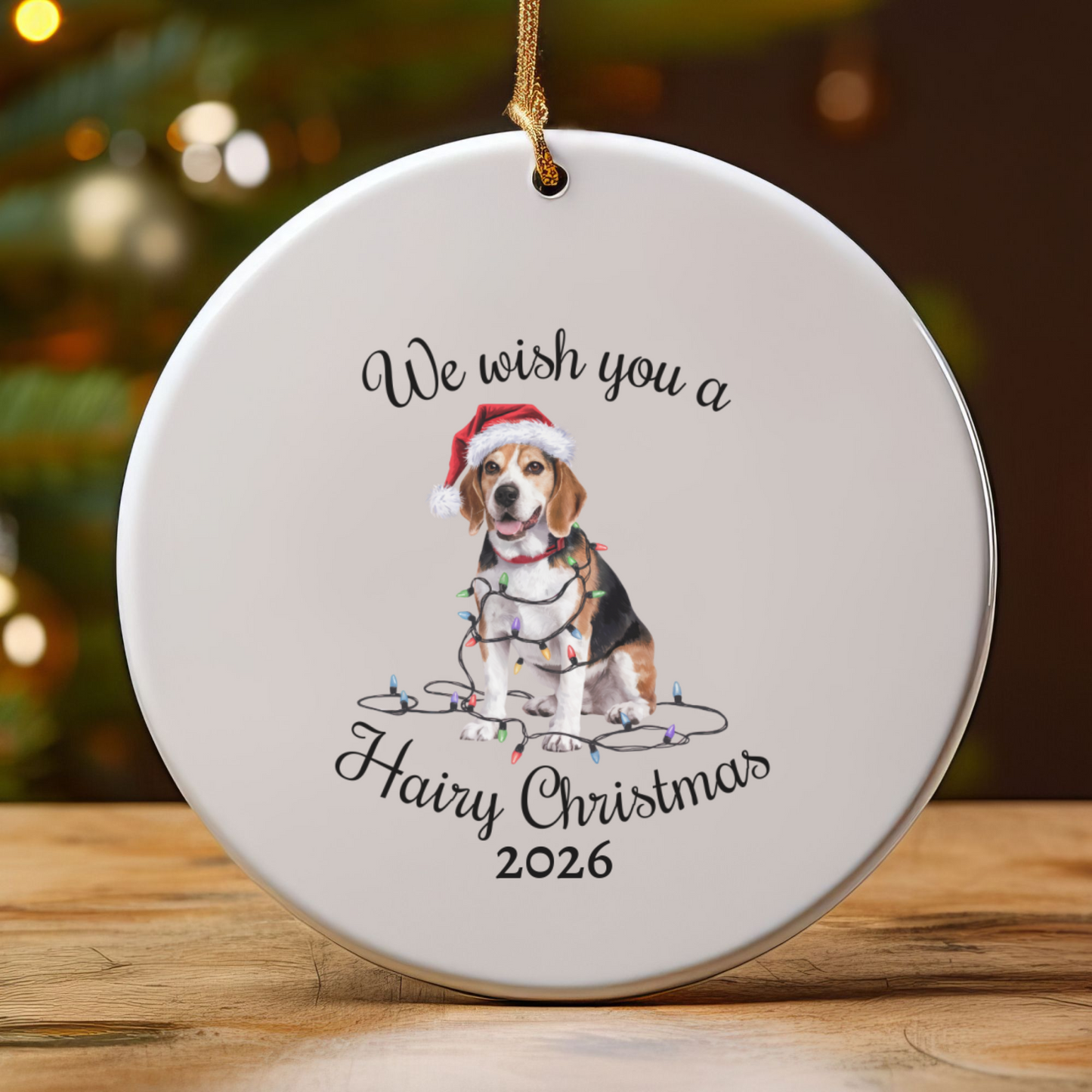 Christmas Beagle Ornament, Beagle Mom, Christmas Lights Dog Keepsake, Christmas Dog, Gift For Dog Lover, Beagle