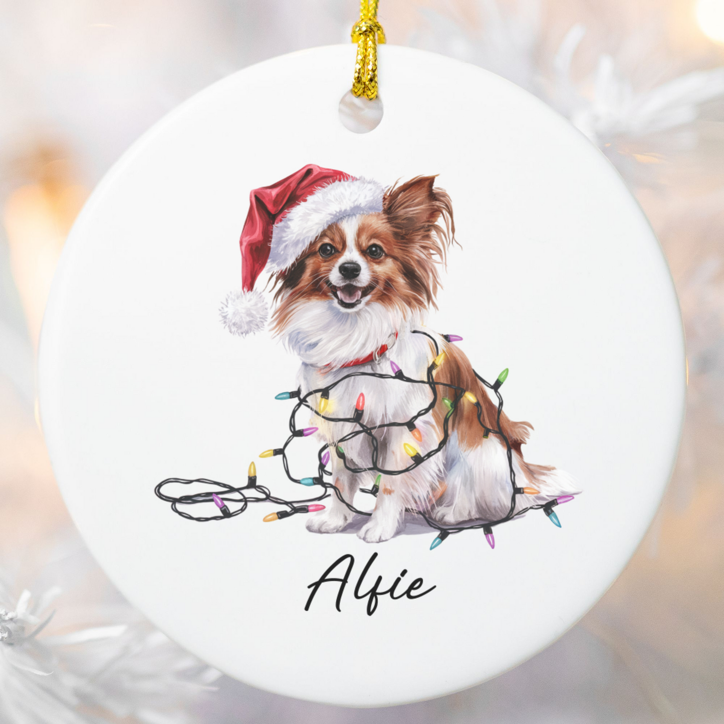 Papillon Personalized Ornament, Custom Dog Keepsake