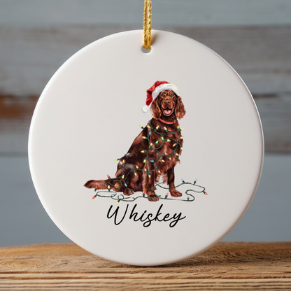 Personalized Irish Setter Christmas Ornament, Dog Lover Holiday Keepsake, Ceramic Tree Decor
