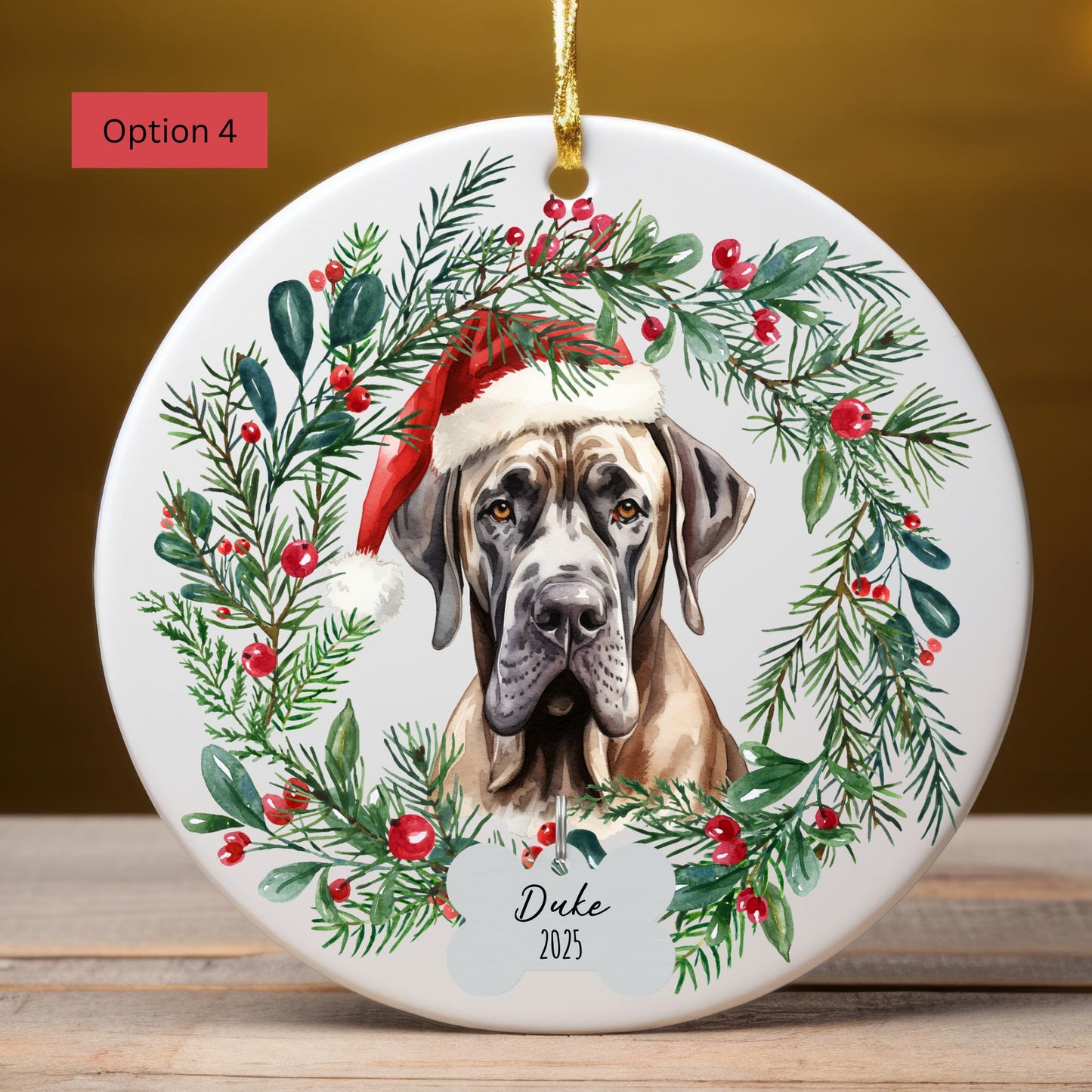 Personalized Great Dane Christmas Ornament