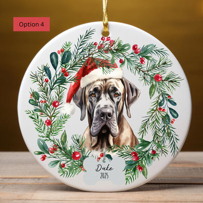 Personalized Great Dane Christmas Ornament