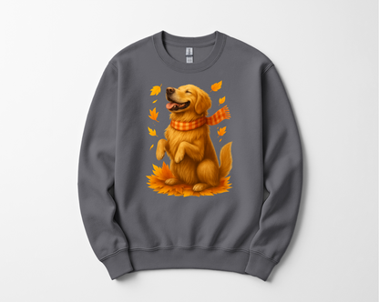 Golden Retriever Fall Shirt, Autumn Dog Sweatshirt, Pet Lover Gift, Cozy Canine Apparel, Seasonal Dog Mom Clothing