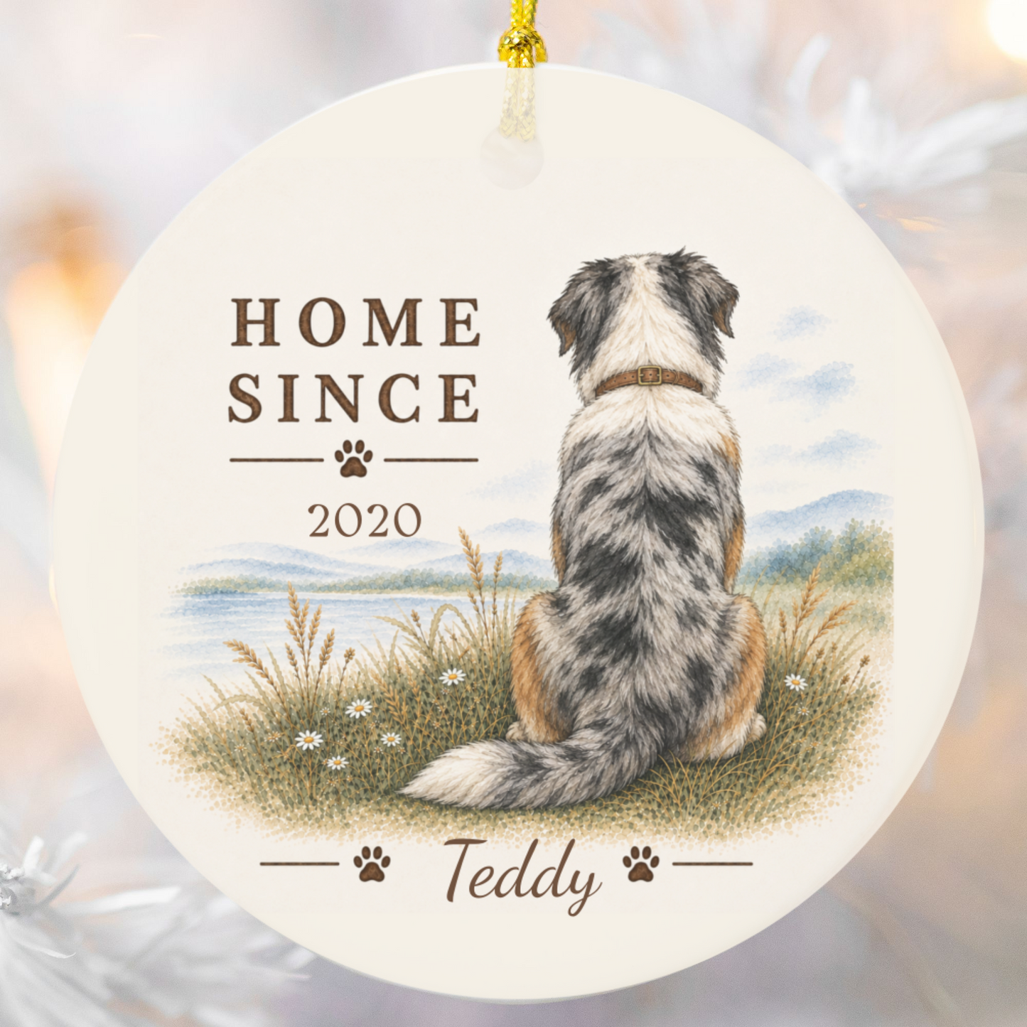Personalized Australian Shepherd Ornament, Double Sided Aussie Gotcha Day Gift, Custom Dog Keepsake