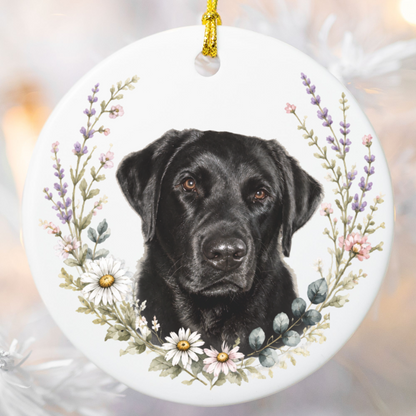Personalized Pet Memorial Ornament, Custom Wildflower Dog Photo Hardest Goodbye Keepsake