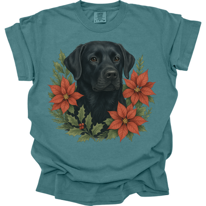 Black Lab Poinsettia Christmas Shirt