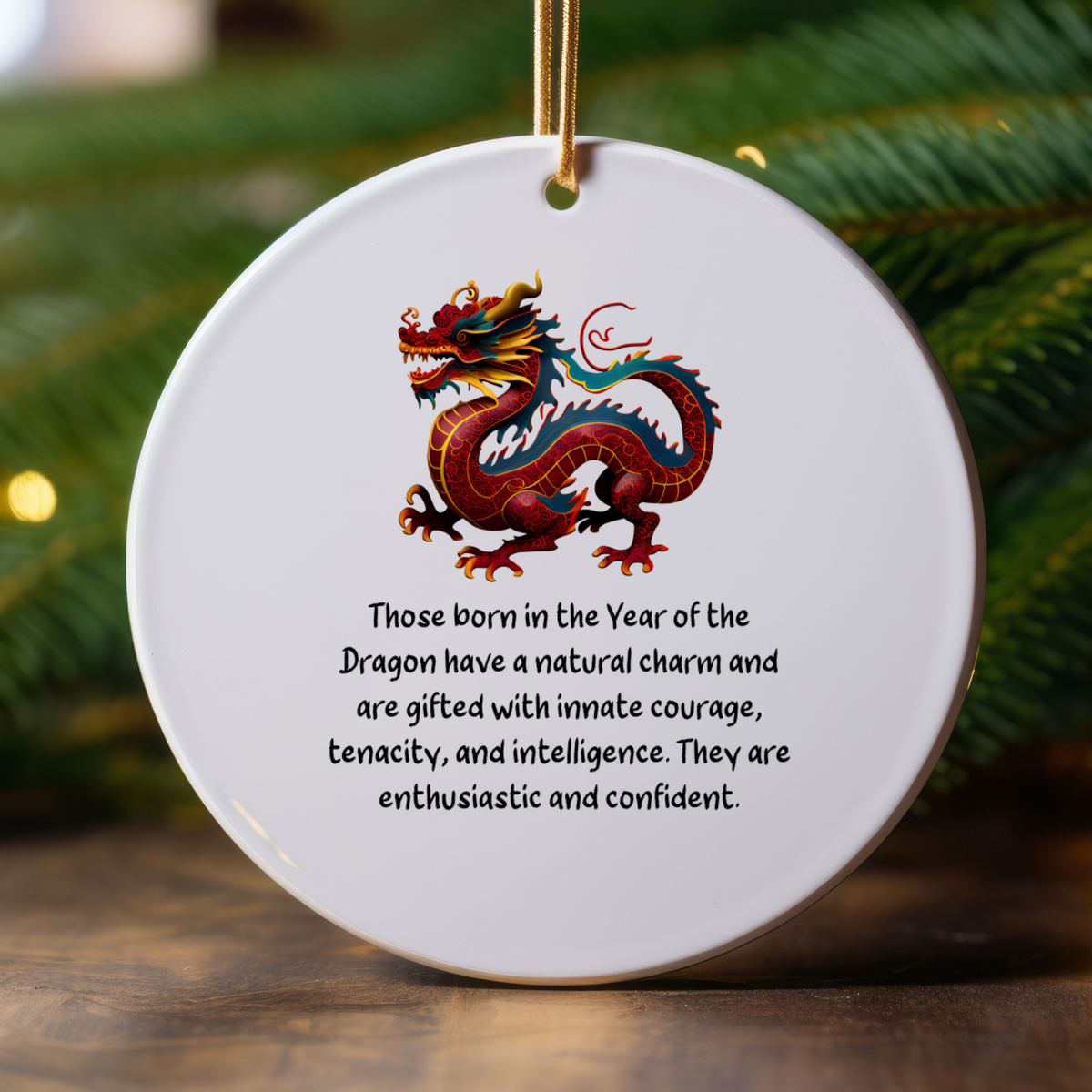 Chinese Zodiac Dragon Ornament, Year of the Dragon Horoscope Gift for Lunar New Year
