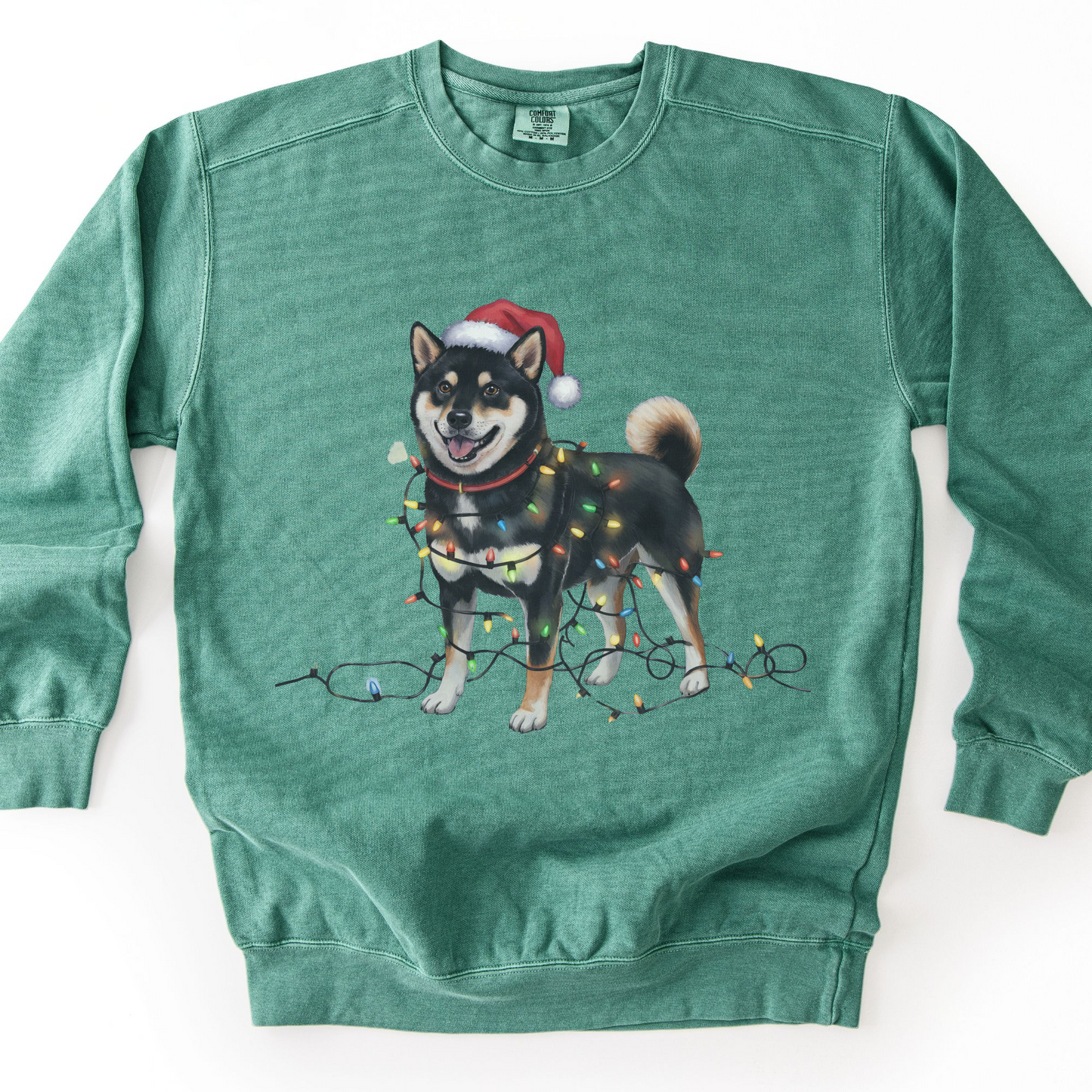 Black Shiba Inu Christmas Lights Sweatshirt, Festive Dog Lover Apparel