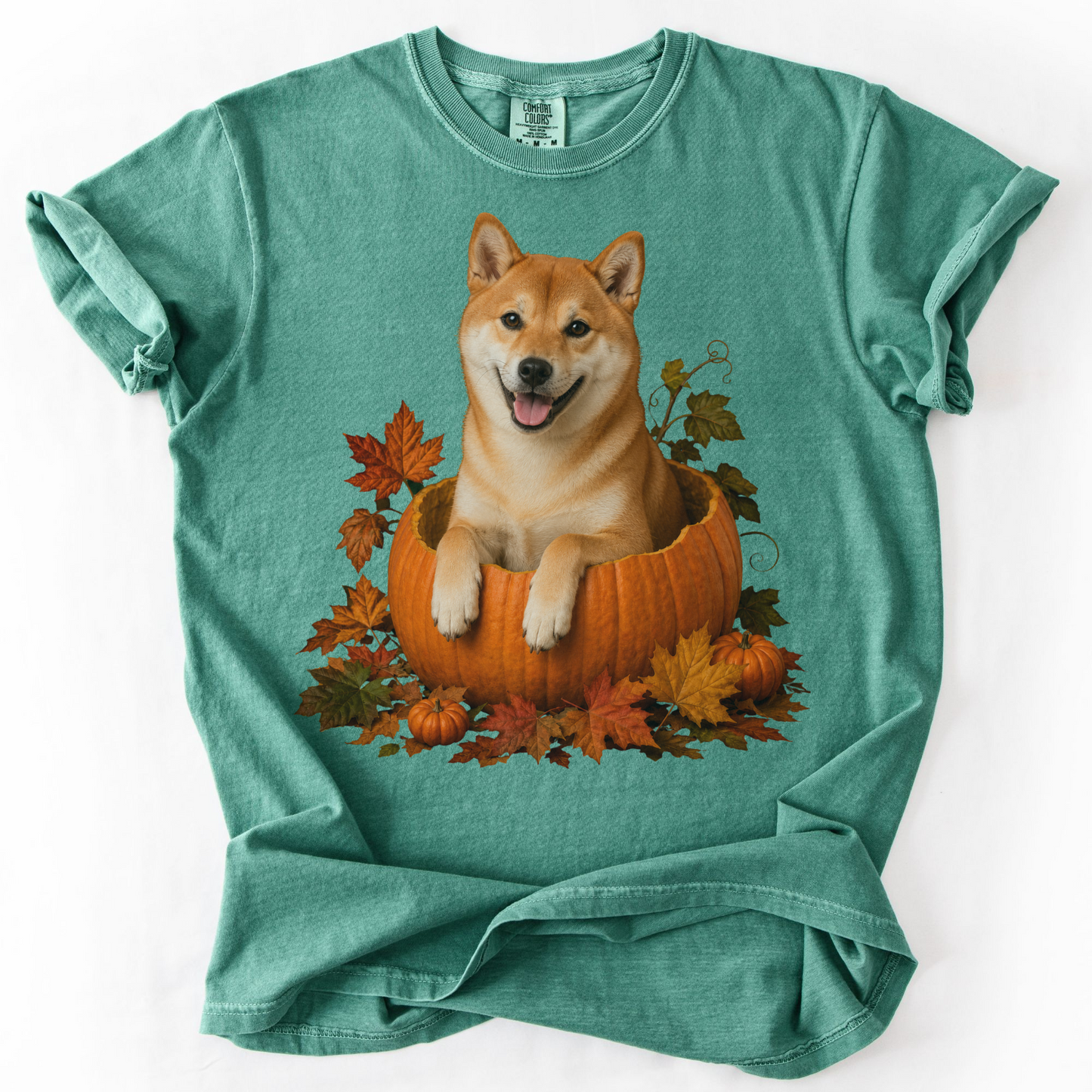 Red Shiba Inu Pumpkin Shirt, Cute Fall Dog Lover T-Shirt for Autumn Vibes