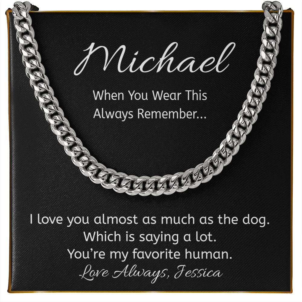 “Favorite Human” Dog Lover Gift Personalized Message Card Necklace