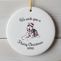 Load image into Gallery viewer, Christmas Siberian Husky Ornament, Christmas Lights Dog Keepsake
