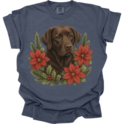Chocolate Lab Poinsettia Christmas Shirt