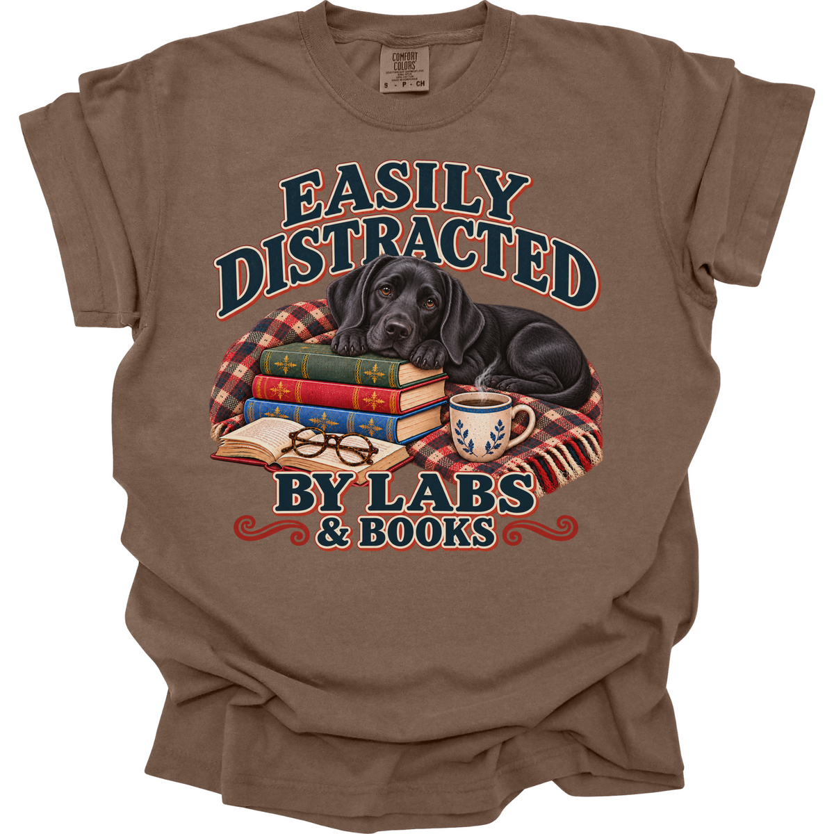 Black Lab Shirt, Easily Distracted by Labs and Books, Labrador Mom Book Lover Tee