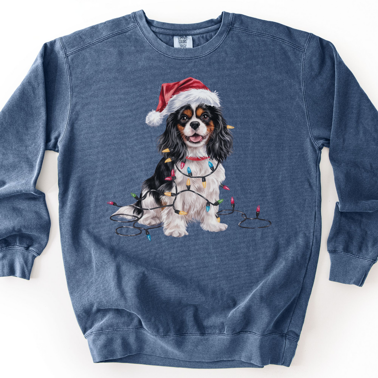 Tri-color Cavalier Christmas Lights Sweatshirt