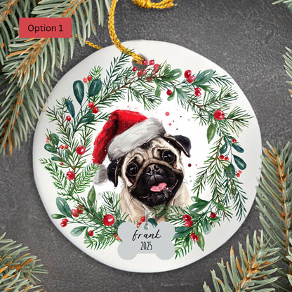Personalized Pug Christmas Ornament