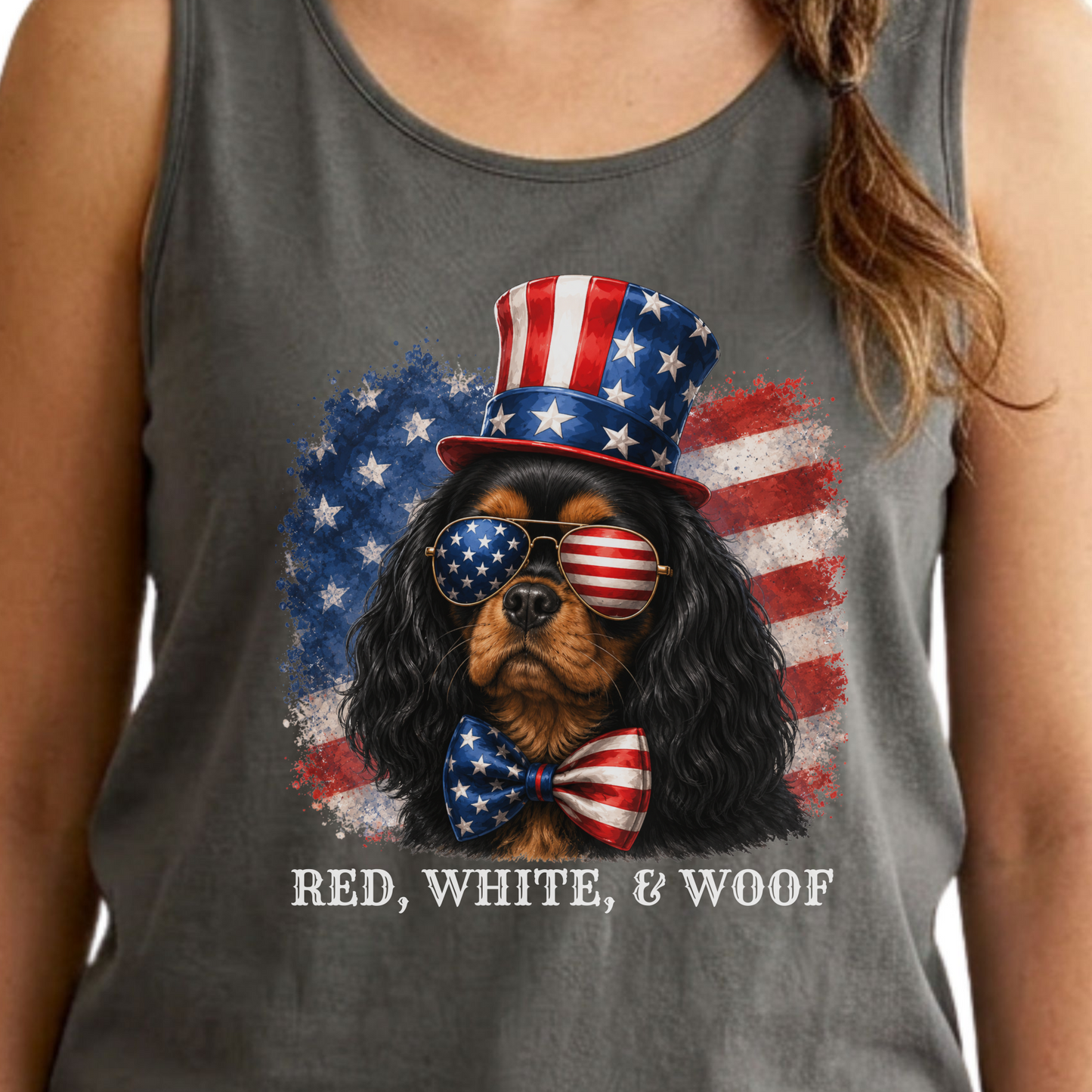 Patriotic Black and Tan Cavalier Tank Top