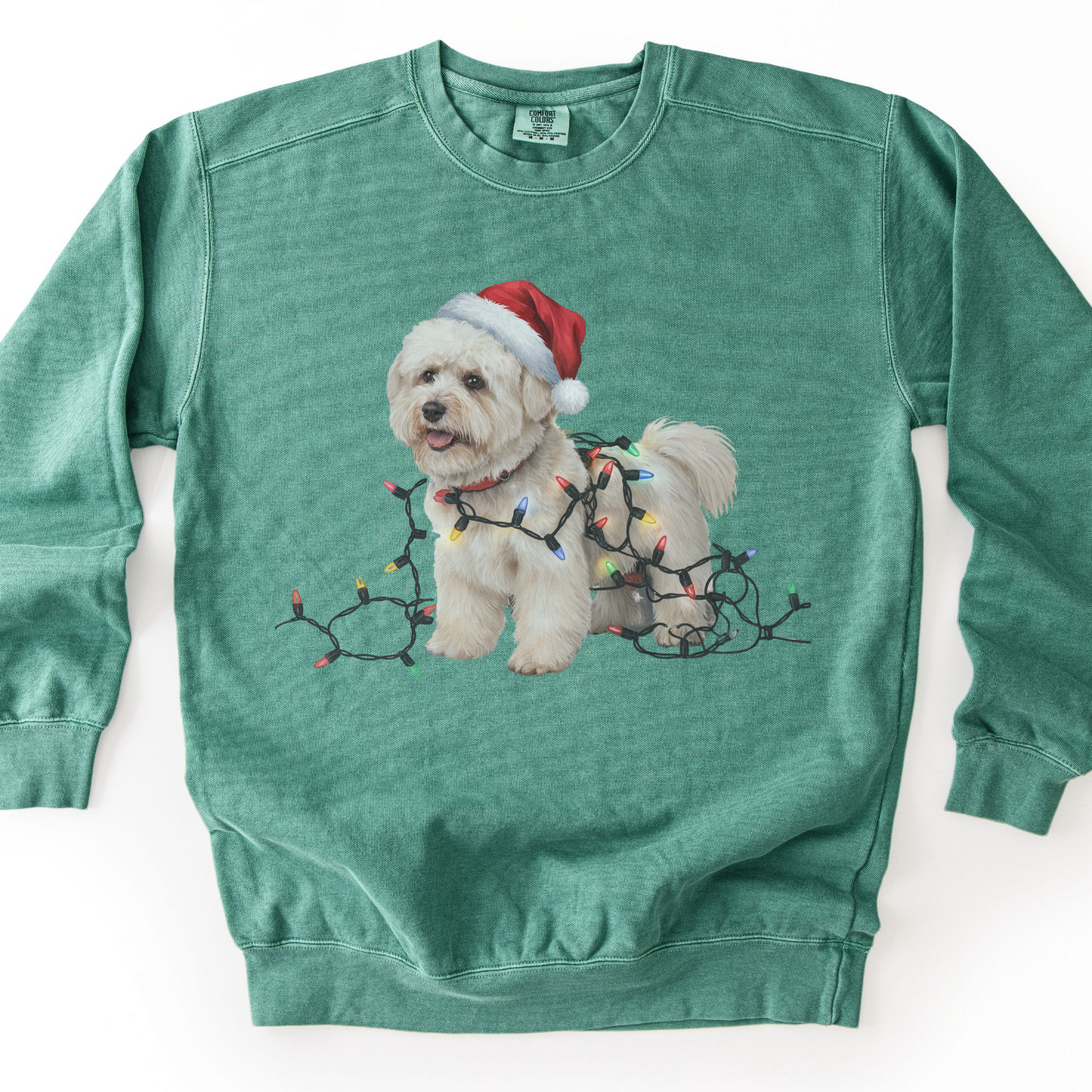 Christmas Bichon Frise Sweatshirt, Holiday Lights Dog Sweater, Bichon Mom Gift