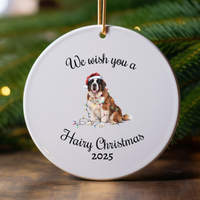 Load image into Gallery viewer, Christmas Saint Bernard Ornament, Christmas Lights Dog Keepsake
