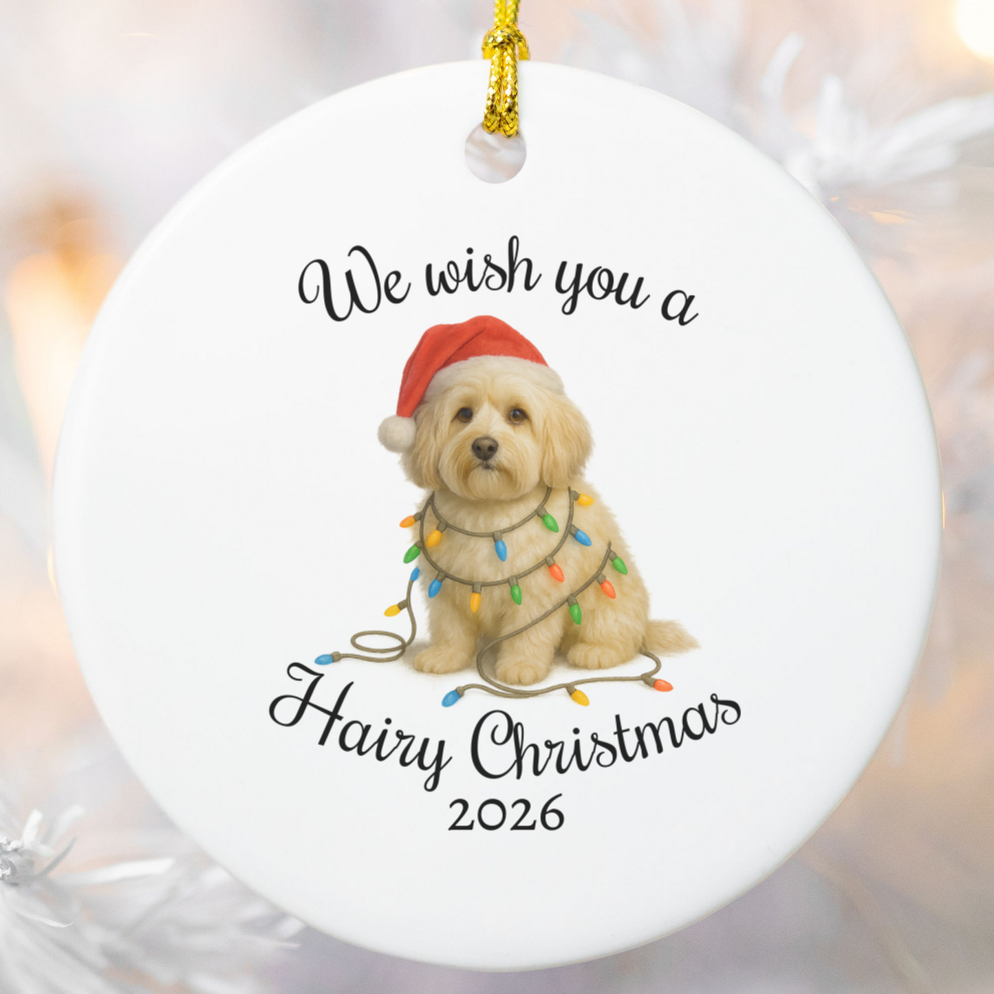 Christmas Havanese Ornament, Christmas Lights Dog Keepsake