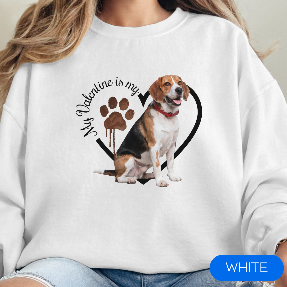 Valentine Beagle Sweatshirt, Beagle Mom, Valentine Heart Dog Sweatshirt, Valentine Dog, Gift for Dog Lover, Beagle