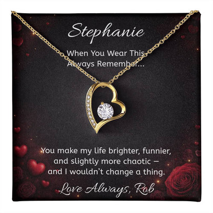 Personalized Heart Necklace with Hearts Message Card