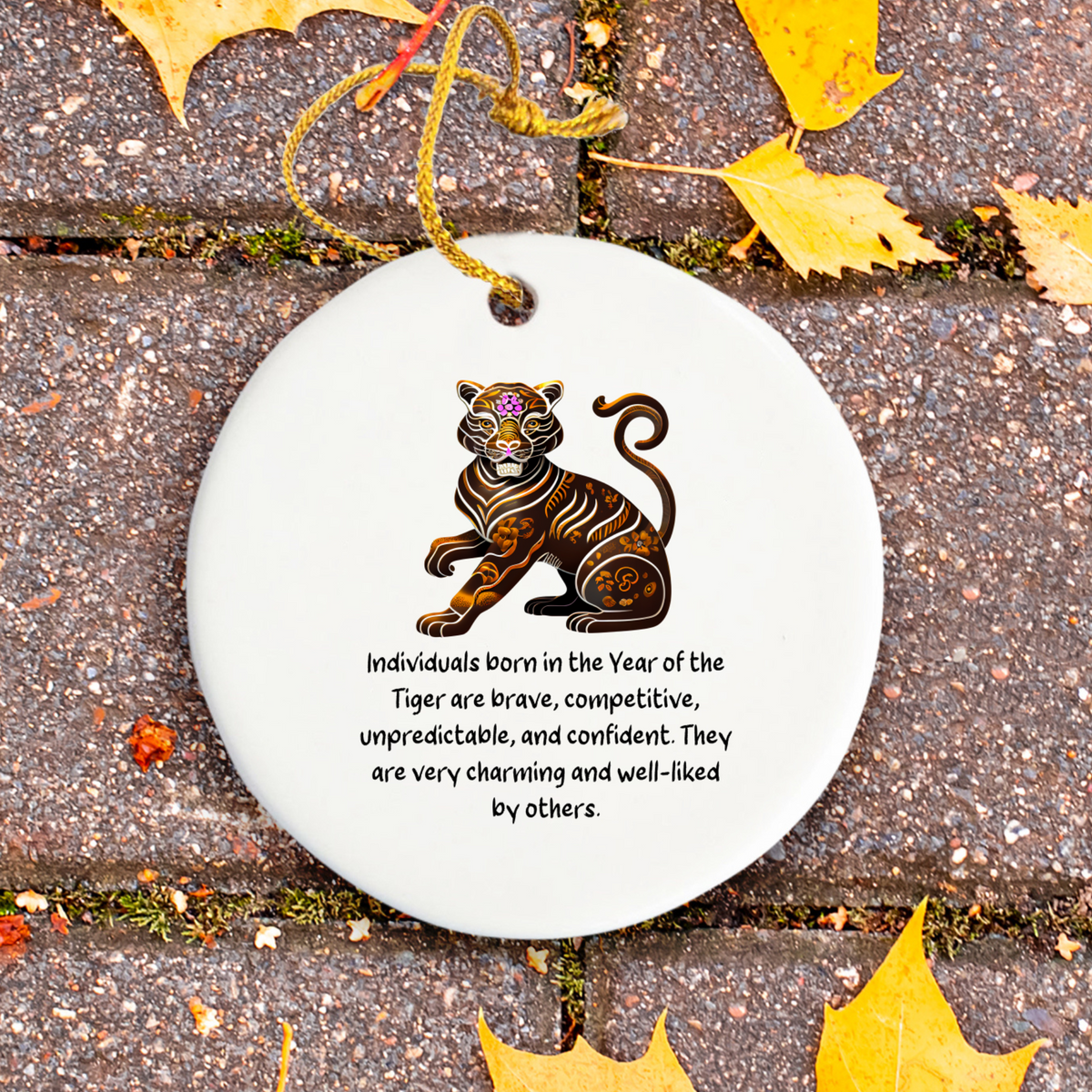 Chinese Zodiac Tiger Ornament, Year of the Tiger Horoscope Gift for Lunar New Year