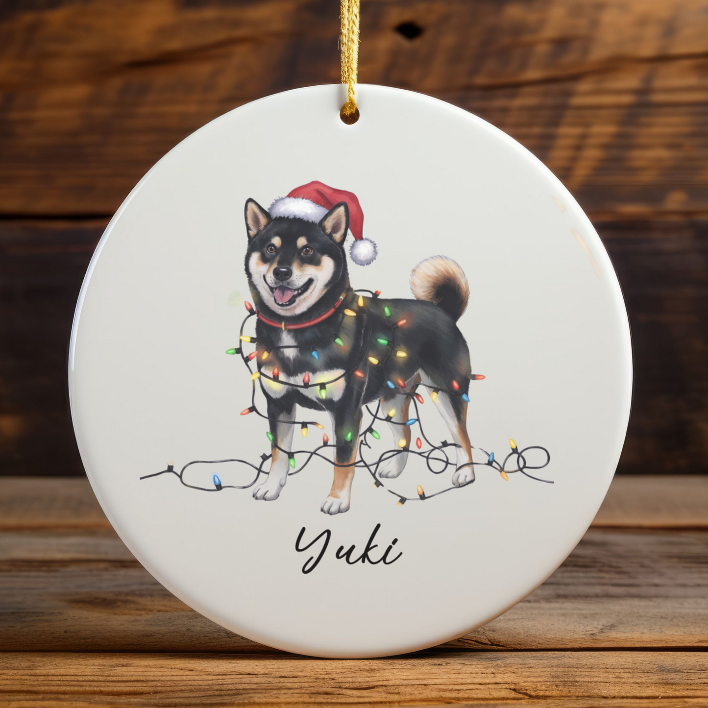 Personalized Black Shiba Inu Ornament, Custom Dog Lover Gift