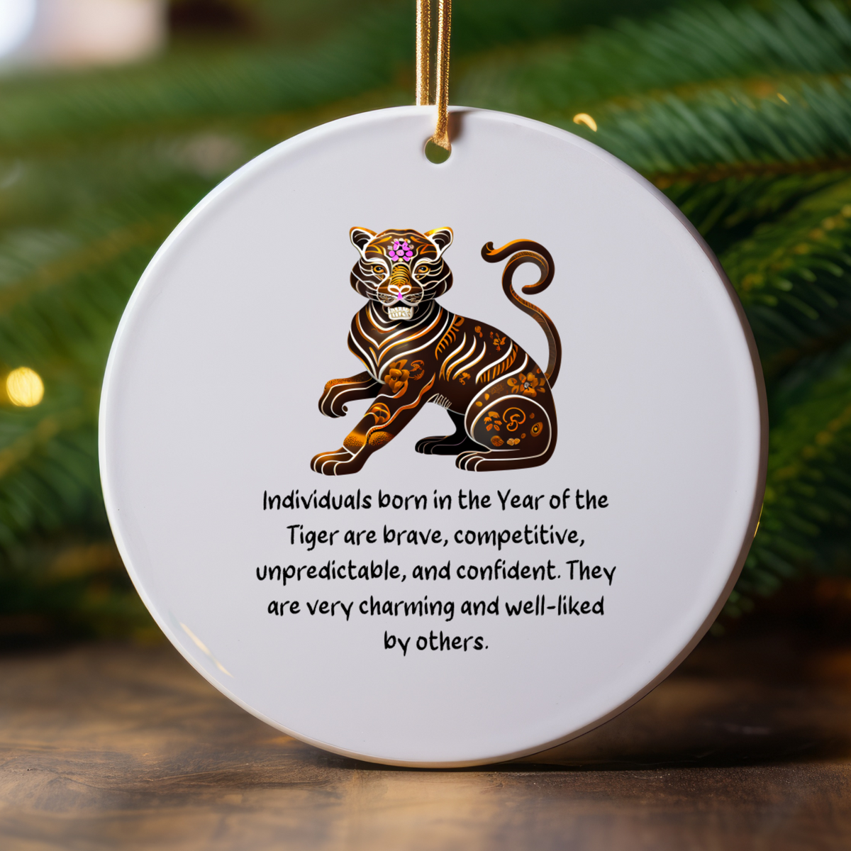 Chinese Zodiac Tiger Ornament, Year of the Tiger Horoscope Gift for Lunar New Year