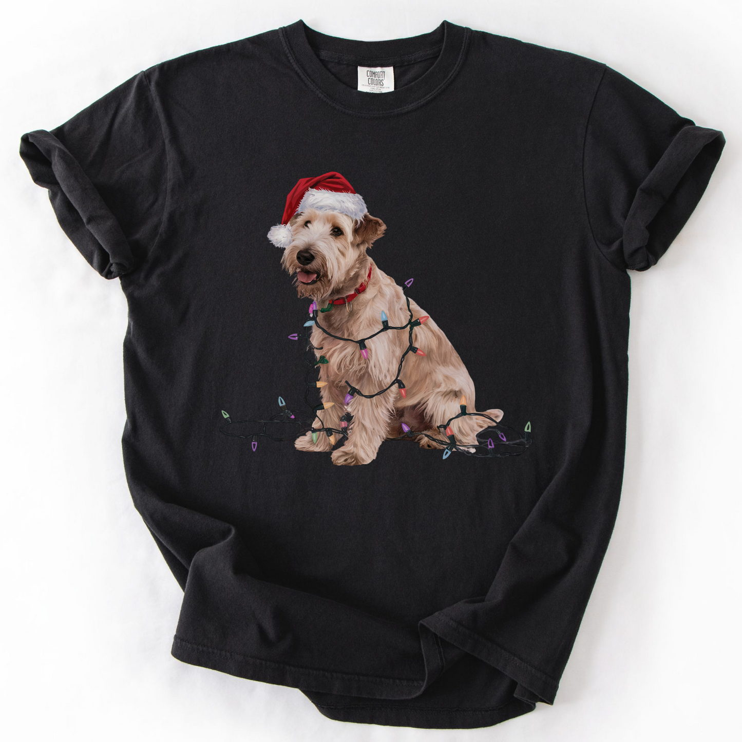 Christmas Soft Coated Wheaten Terrier Shirt, Christmas Lights Dog Tee, Christmas Dog, Terrier Mom Tee, Gift for Dog Lover, Terrier Tee