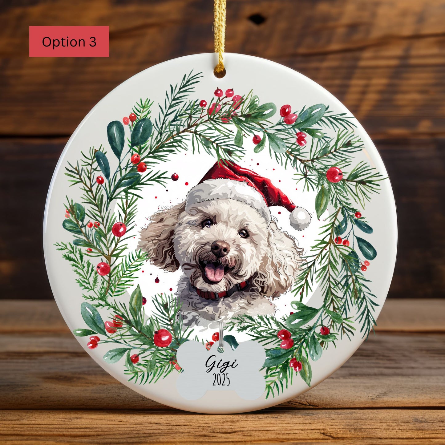 Personalized Poodle Christmas Ornament