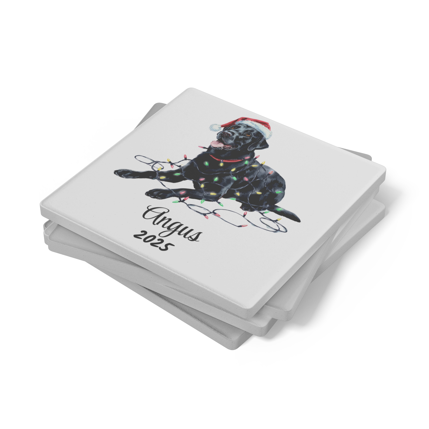 Black Lab Dog Coasters, Absorbent Stone Coaster Set, Christmas Gift for Dog Lovers, Personalized Table Protection, Cork Back