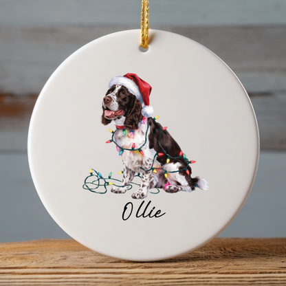Personalized Brown Springer Spaniel Ornament, Christmas Dog Ornament