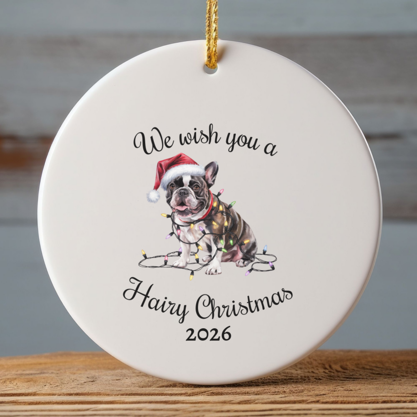 Christmas French Bulldog Ornament, Christmas Lights Dog Keepsake