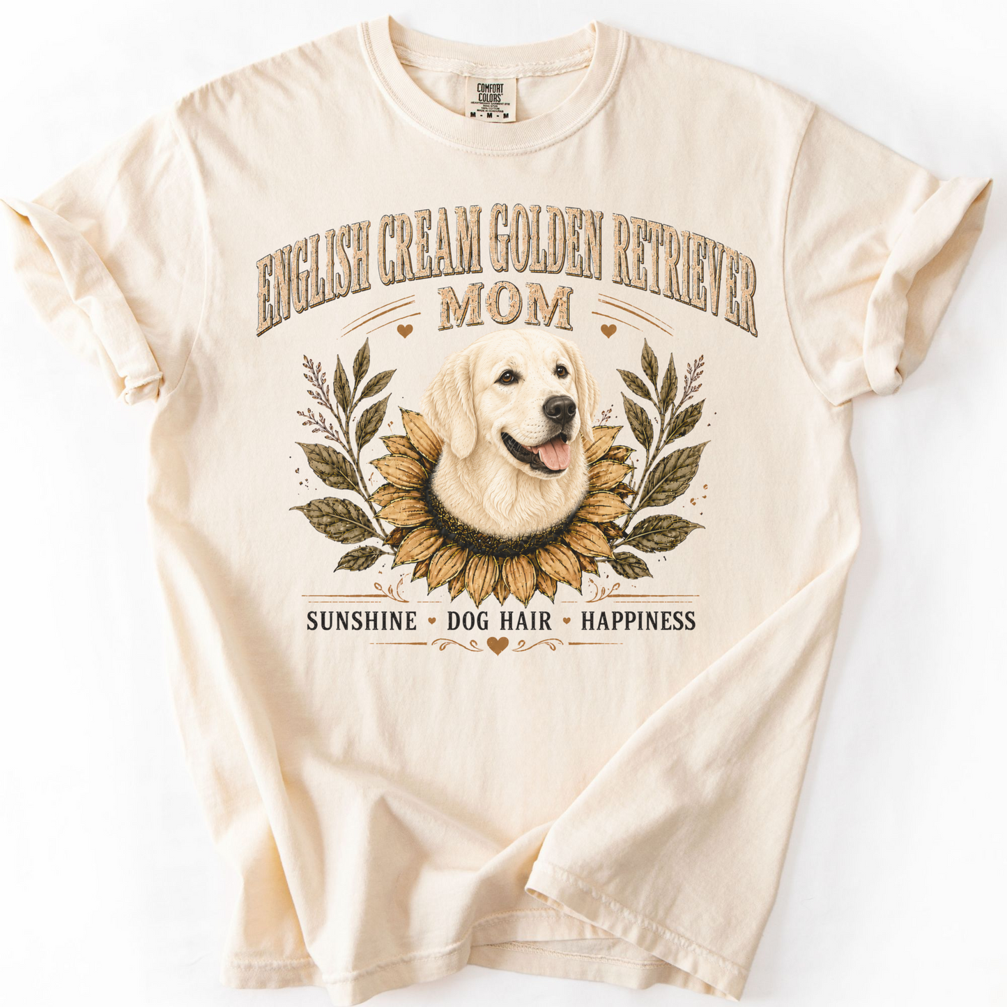 English Cream Golden Retriever Mom Shirt, Sunflower Dog Mom Tee, Retriever Lover Gift