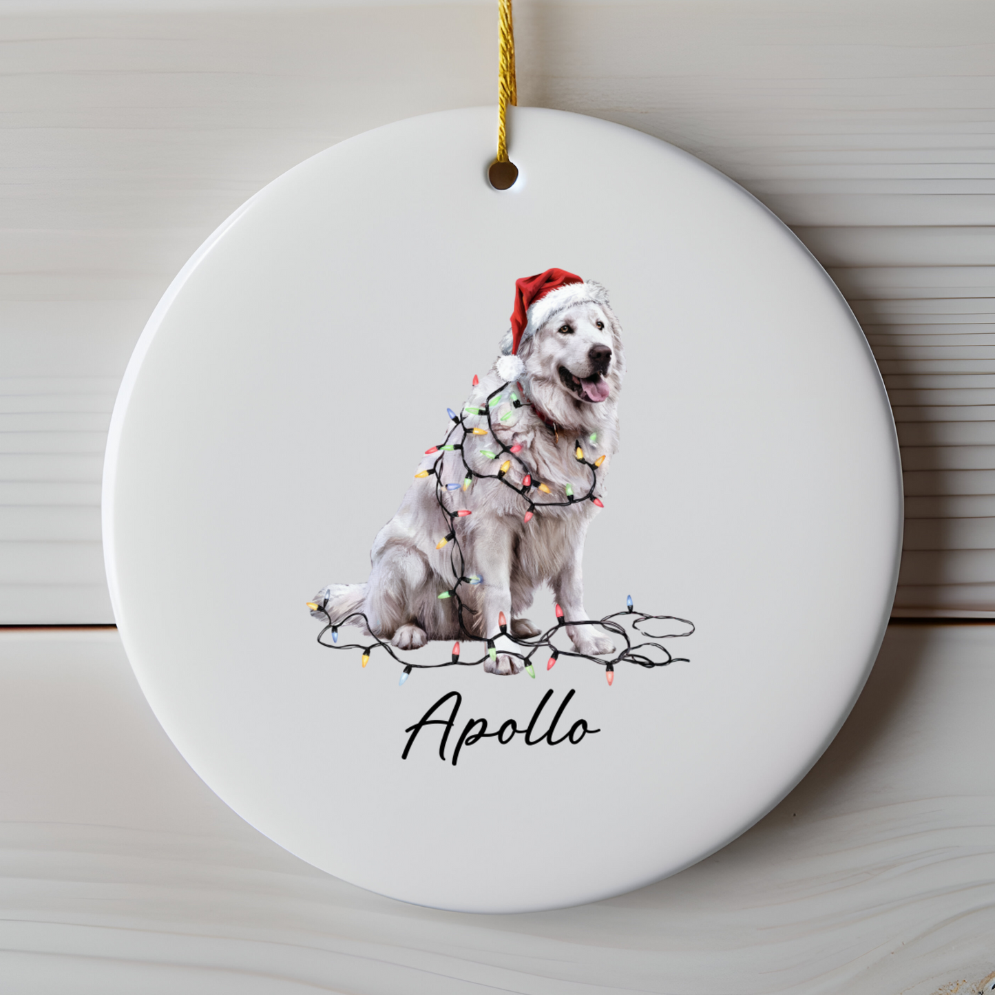 Personalized Pyrenees Ornament, Ceramic Dog Lover Christmas Tree Decor
