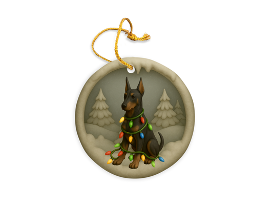 Personalized Doberman Christmas 3D Clay-Style Dog Ornament