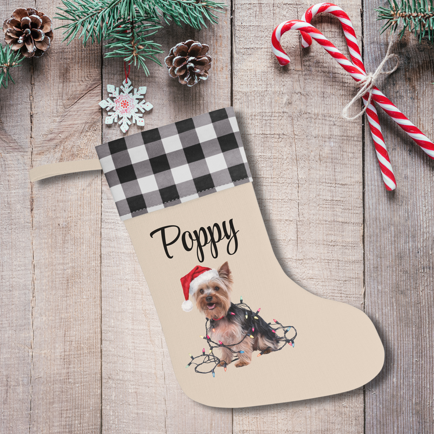 Personalized Yorkshire Terrier Christmas Stocking, Holiday Decor Gift for Yorkie Lovers
