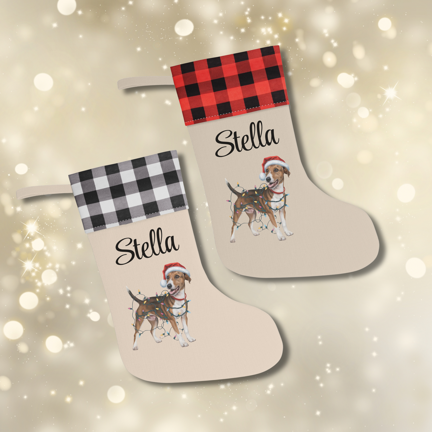 Personalized Smooth Fox Terrier Christmas Stocking, Holiday Decor Gift for Pet Lovers