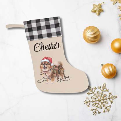 Personalized Pomeranian Christmas Stocking, Holiday Decor Gift for Pet Lovers