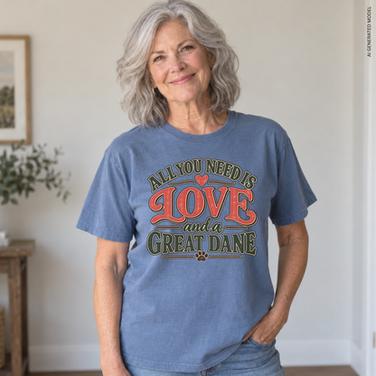 Great Dane Shirt, All You Need Is Love and a Great Dane