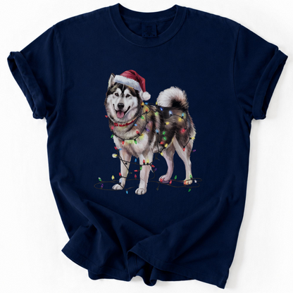 Alaskan Malamute Christmas Lights Dog Shirt