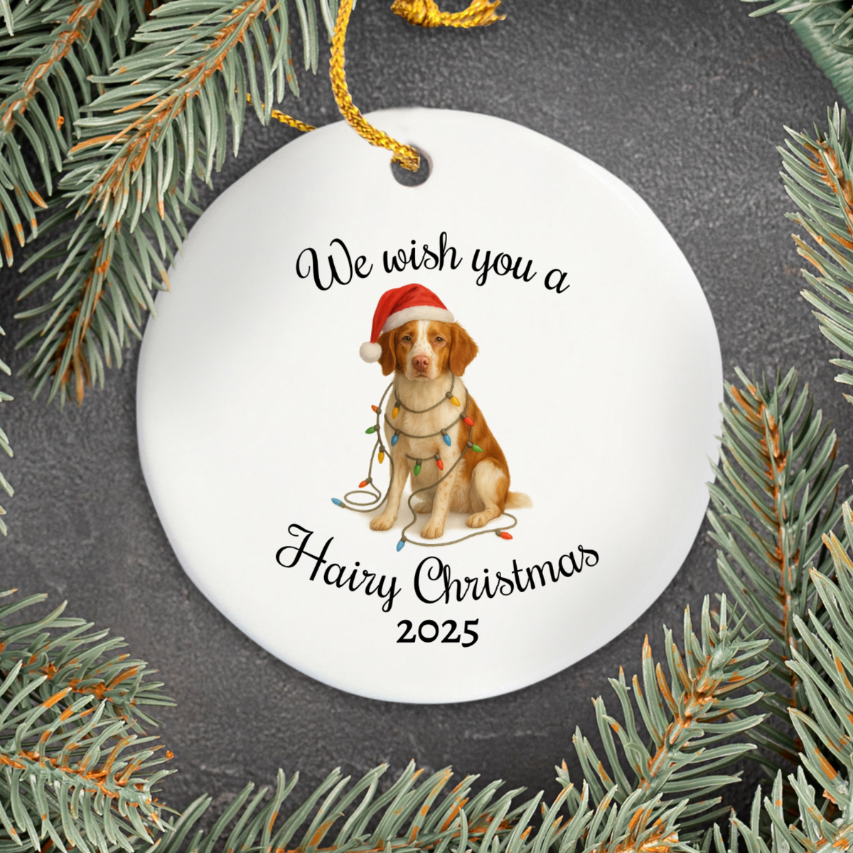 Brittany Spaniel Ornament, Personalized Dog Holiday Keepsake