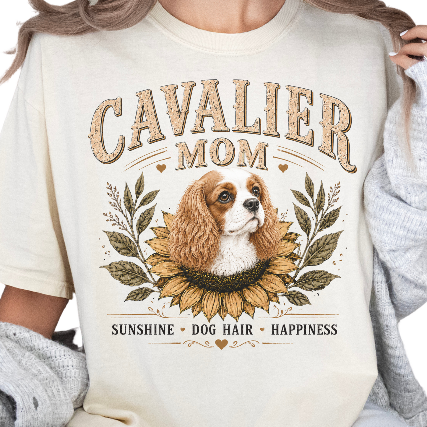 Blenheim Cavalier Mom Shirt, Cavalier King Charles Spaniel Tee, Sunflower Dog Lover Gift